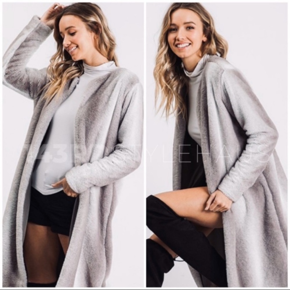 Grey/White faux fur coat. Offers are encouraged!!